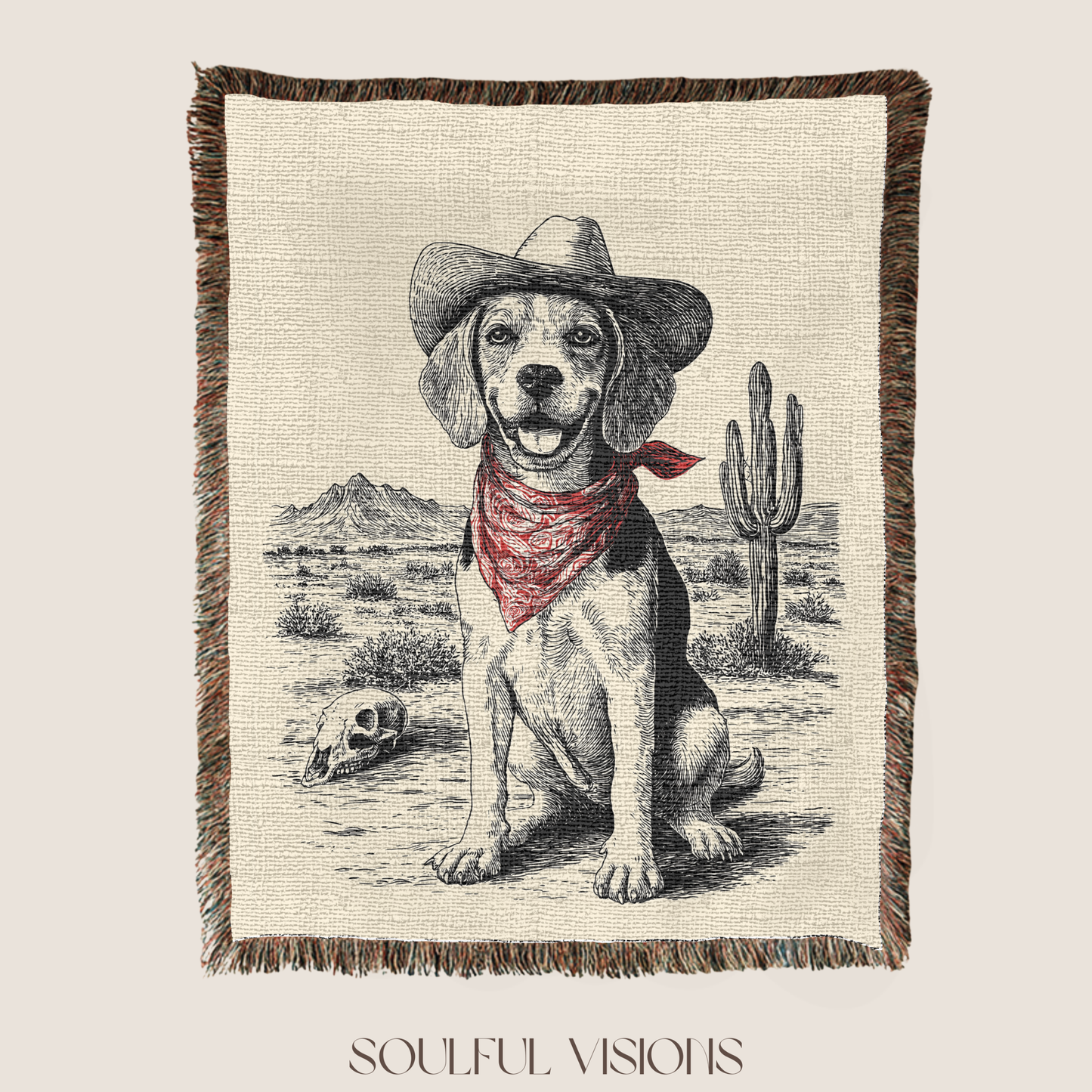 Beagle Western Woven Blanket