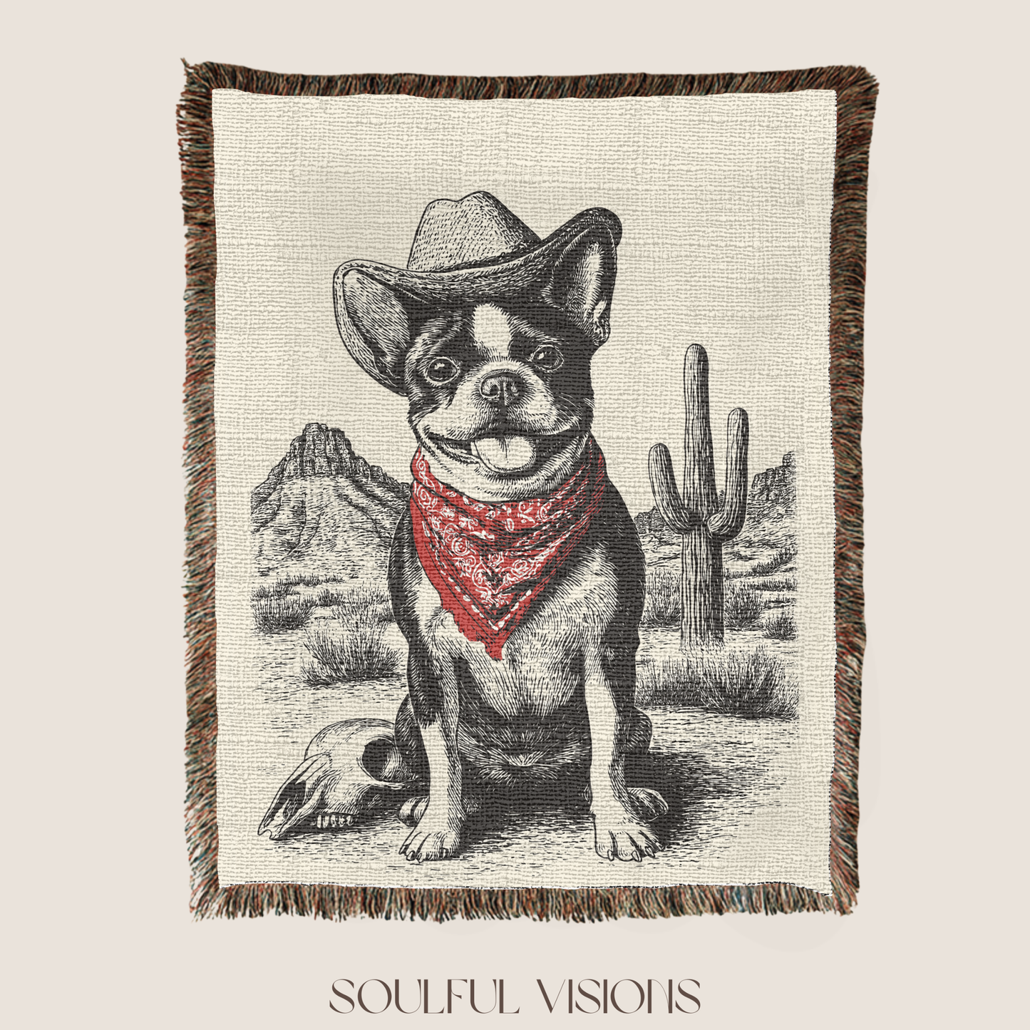 Boston Terrier Woven Blanket