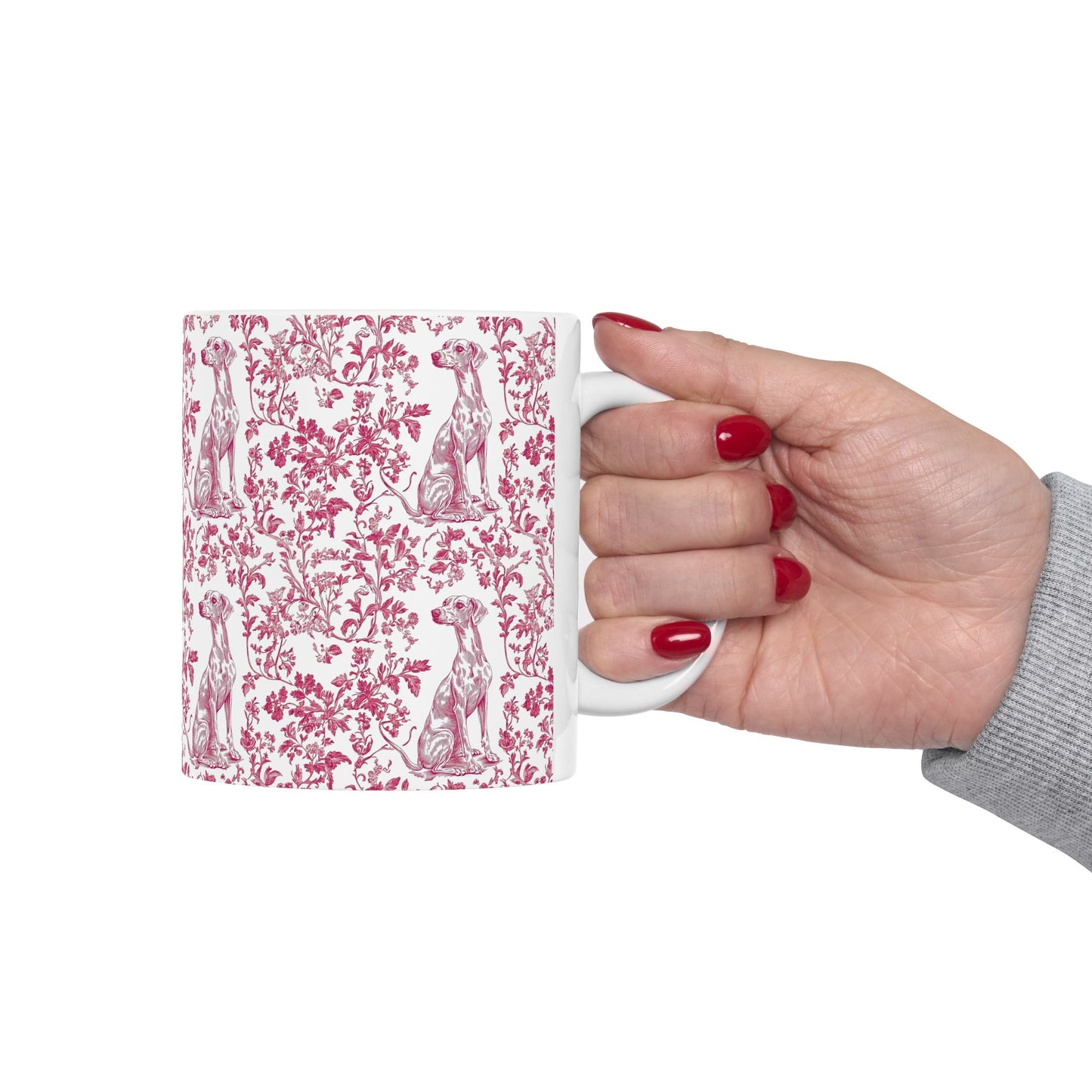 Whippet French Pink Toile De Jouy Mug