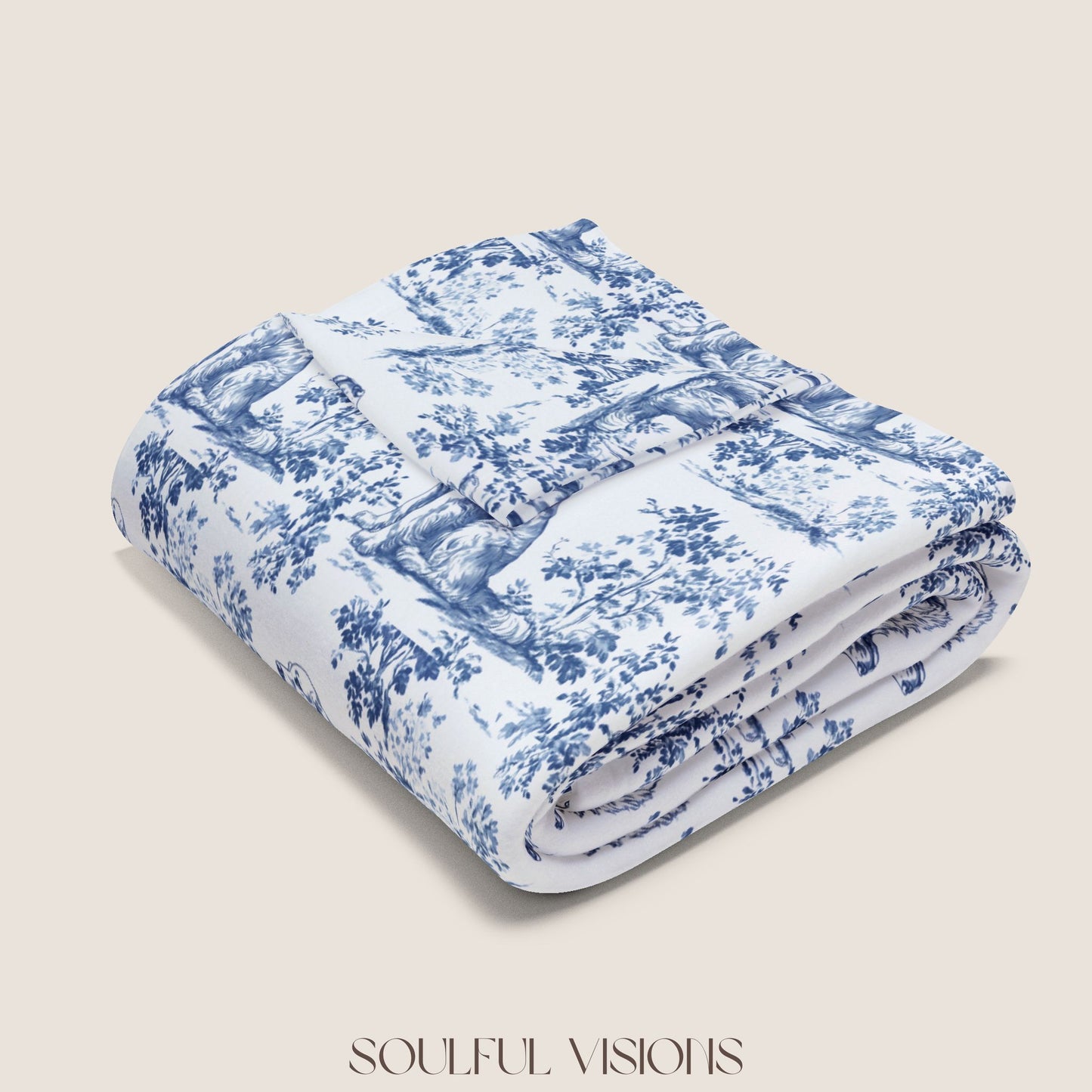 Golden Retriever French Toile De Jouy Blanket