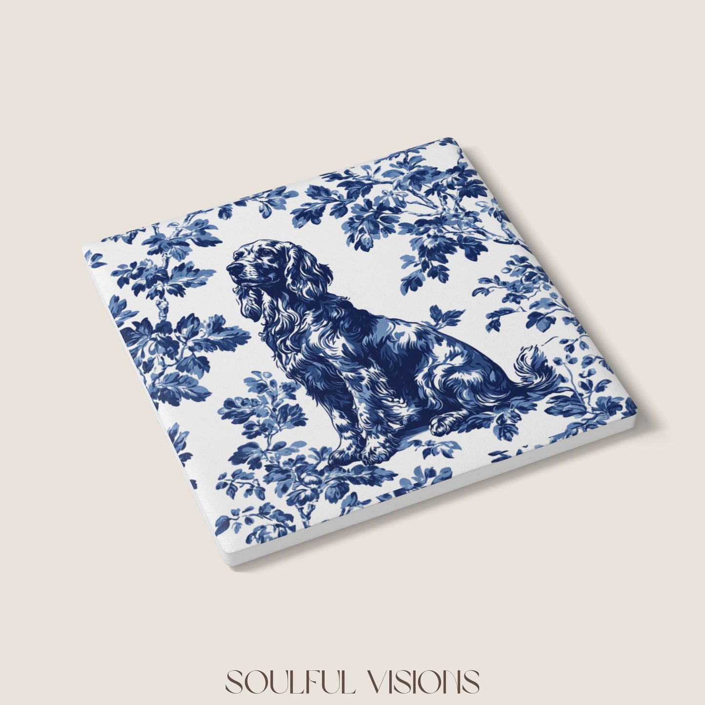 Gordon Setter Ceramic Coaster French Toile