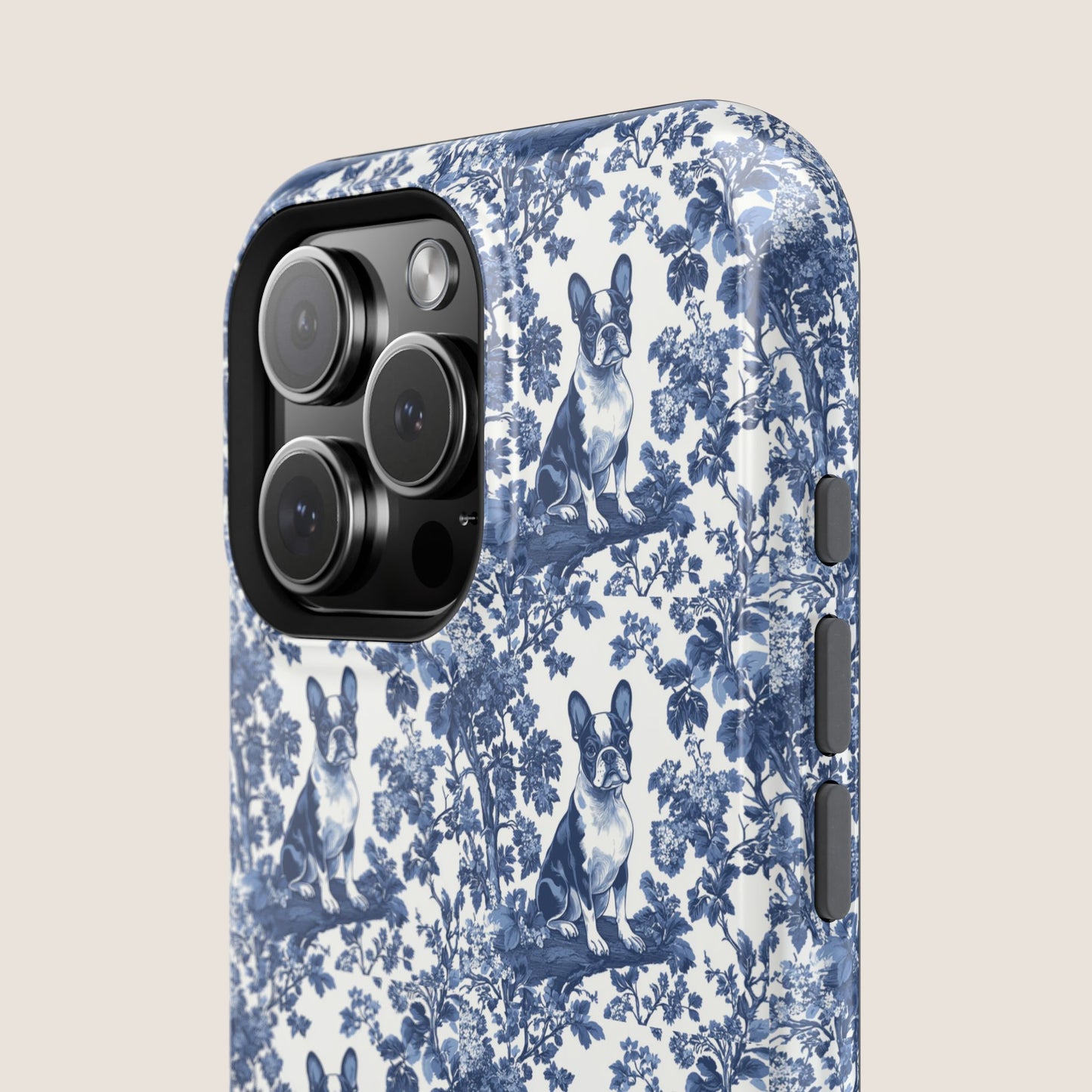 Boston Terrier Toile De Jouy Magnetic Phone Case