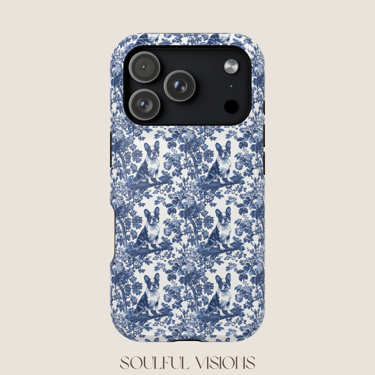 Boston Terrier Toile De Jouy Magnetic Phone Case