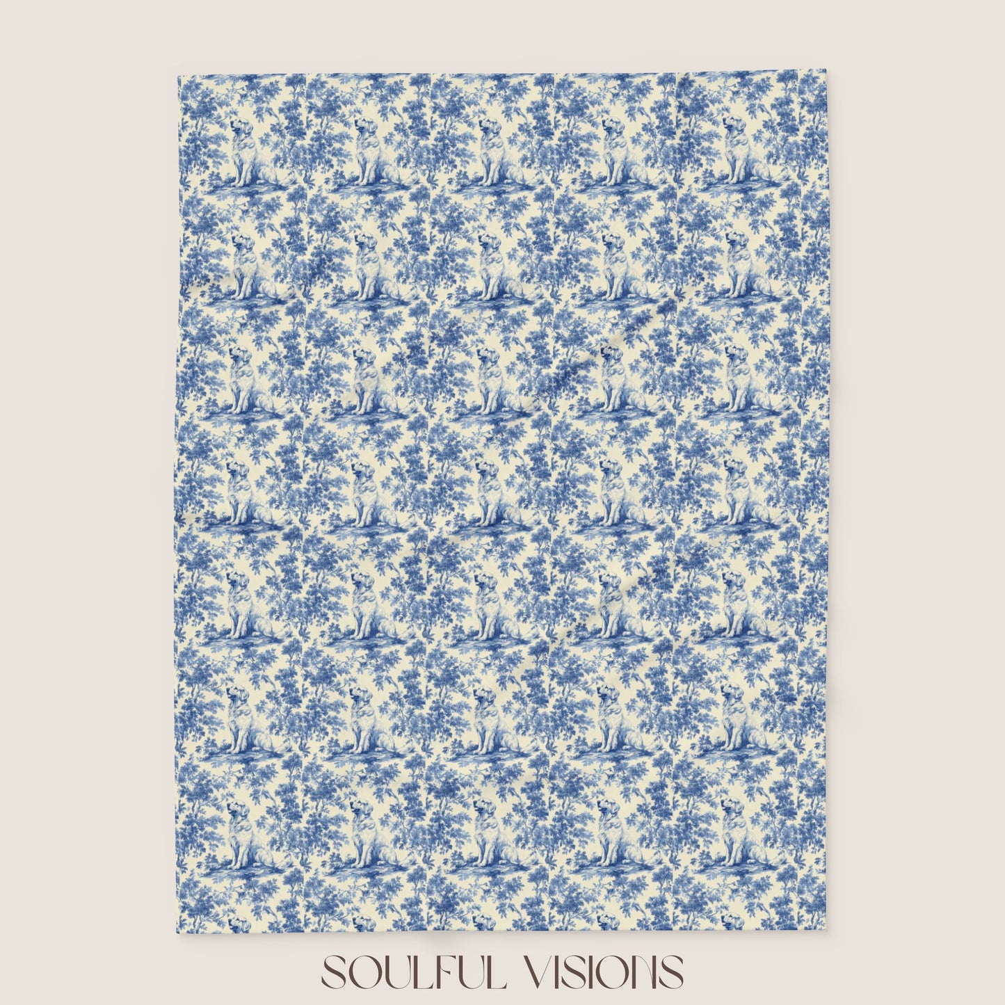 Golden Retriever 2 French Toile De Jouy Blanket