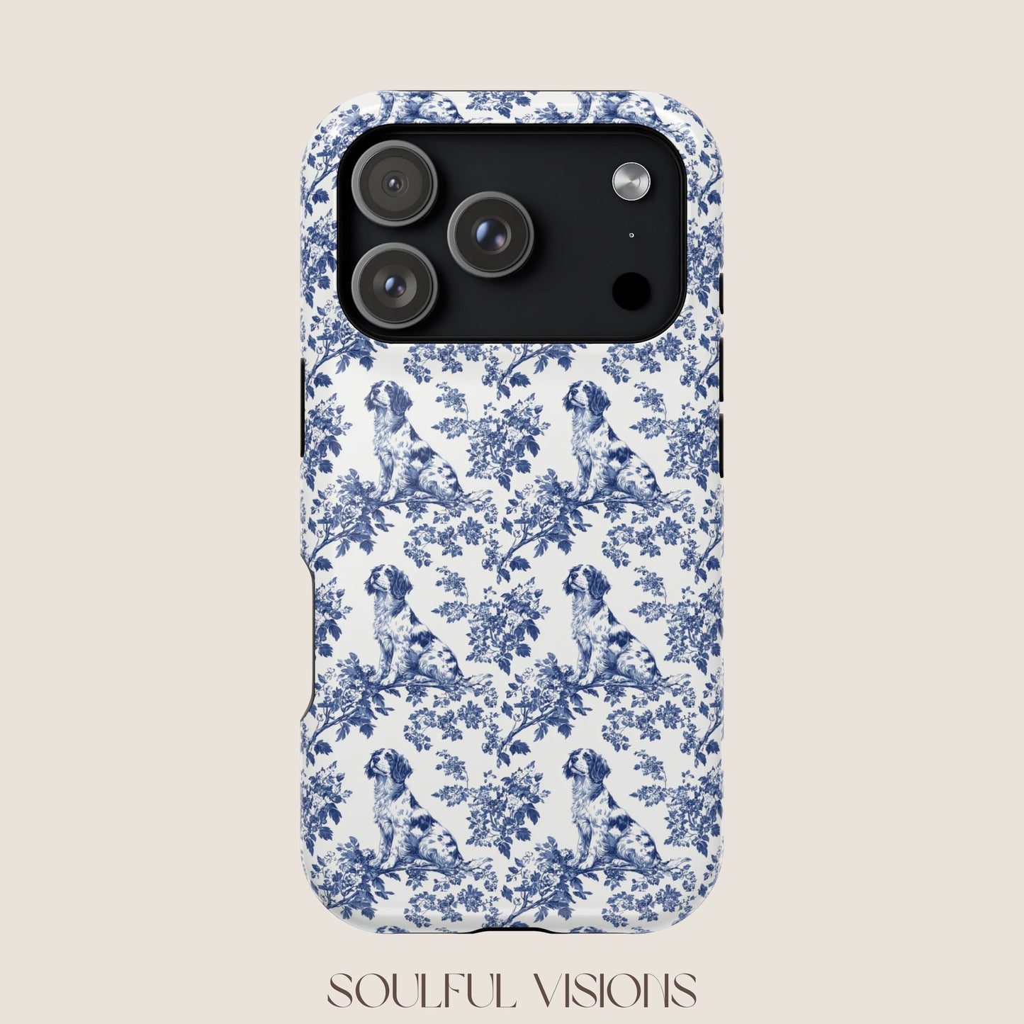 Brittany Spaniel Toile De Jouy Magnetic Phone Case