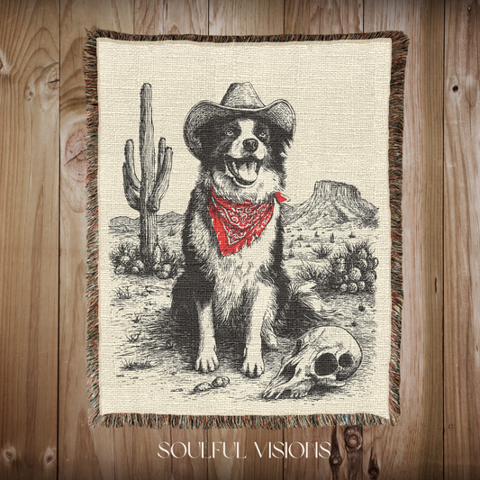Australian Shepherd Western Woven Blanket