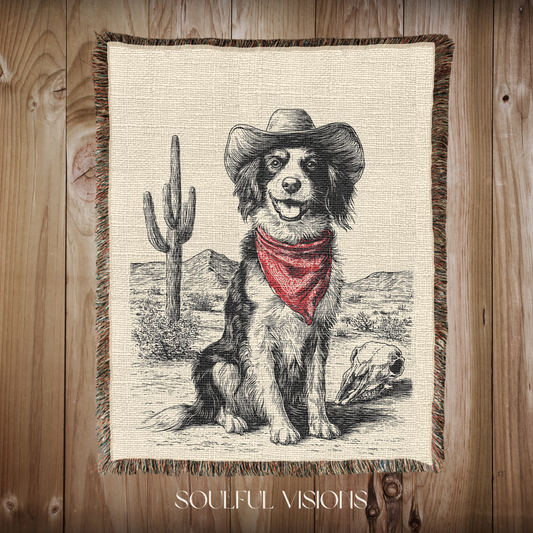 Brittany Spaniel Western Woven Blanket