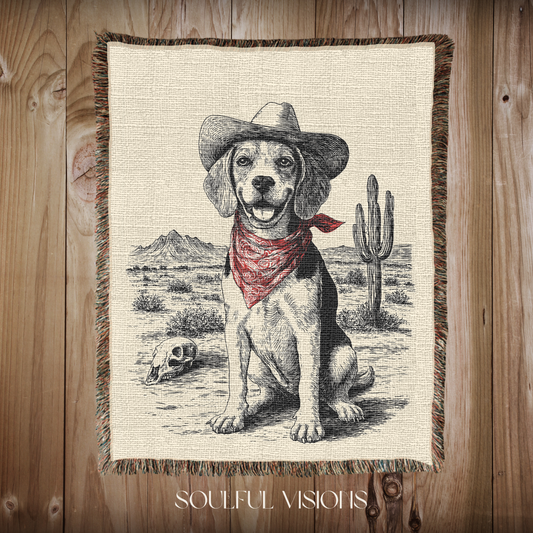 Beagle Western Woven Blanket