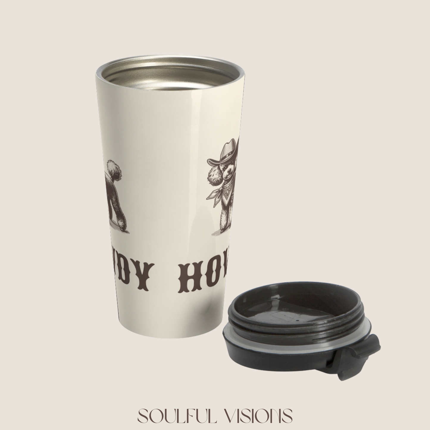 Howdy Toy Poodle Stainless Steel Travel Mug