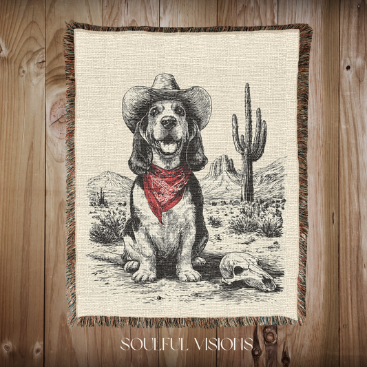 Basset Hound Western Woven Blanket