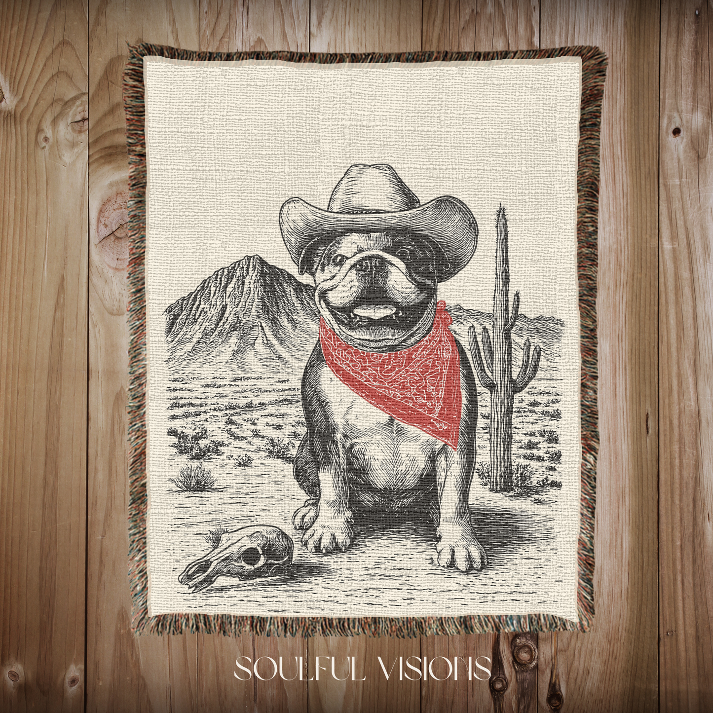 Bulldog Western Woven Blanket