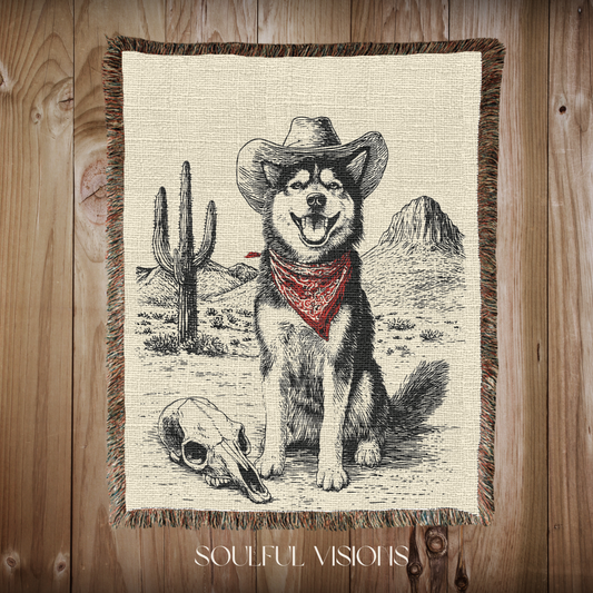 Siberian Husky Woven Blanket