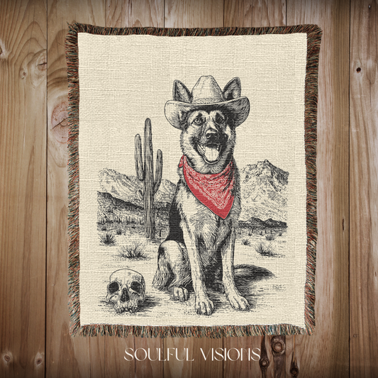 German Shepherd Woven Blanket