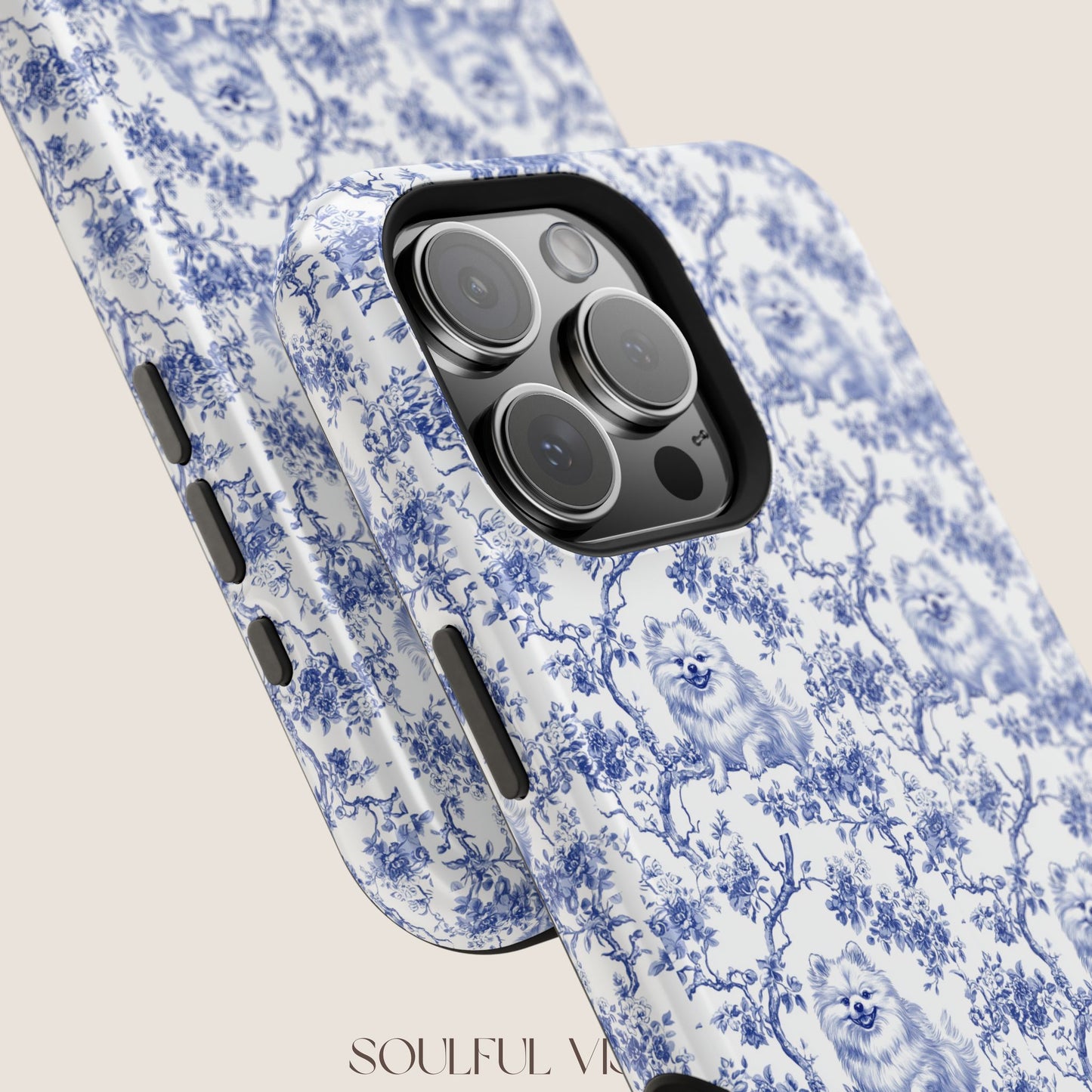 Pomeranian Toile De Jouy Magnetic Phone Case