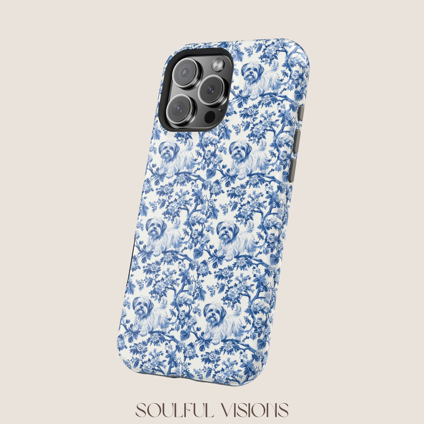Maltese Toile De Jouy Magnetic Phone Case
