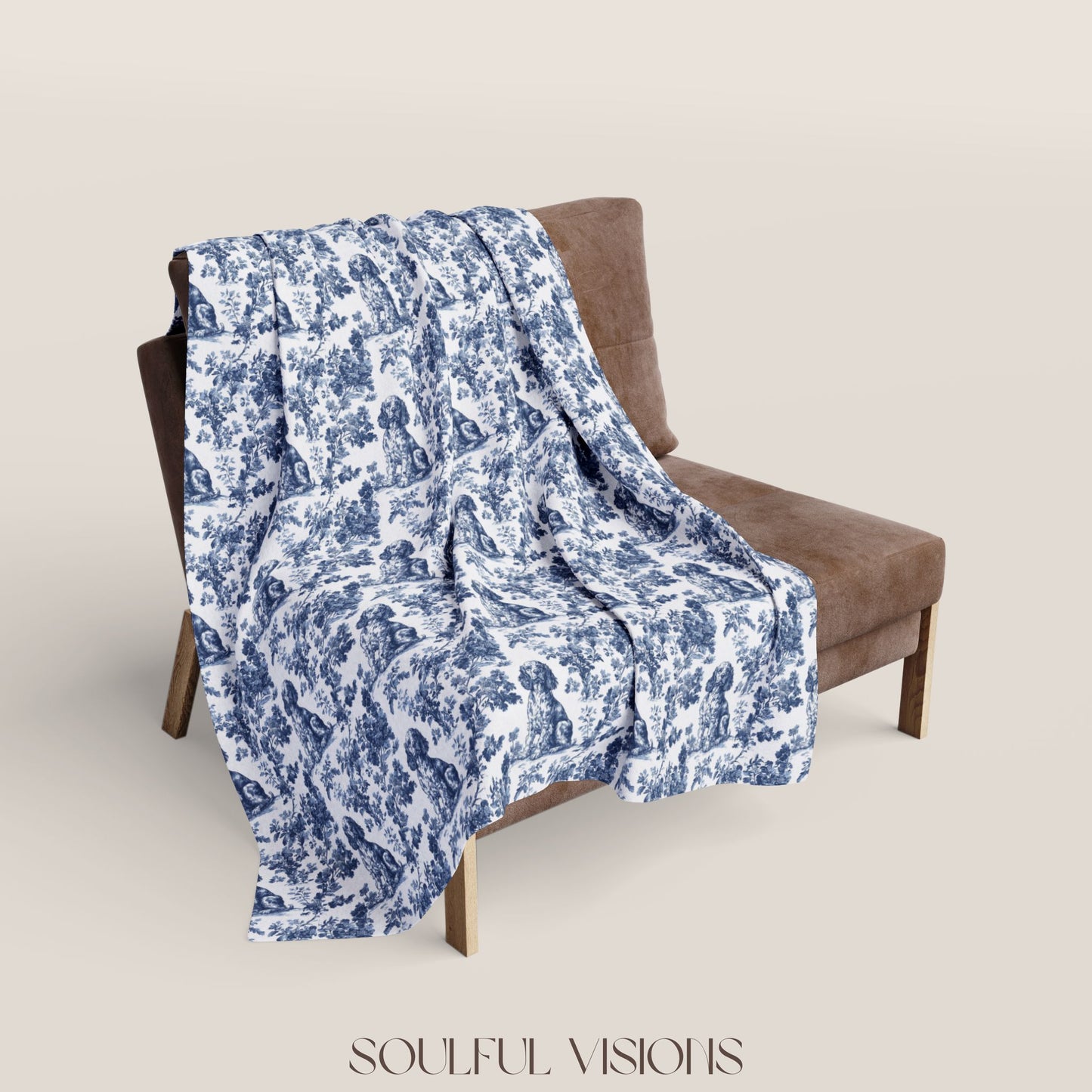 Boykin Spaniel French Toile De Jouy Blanket