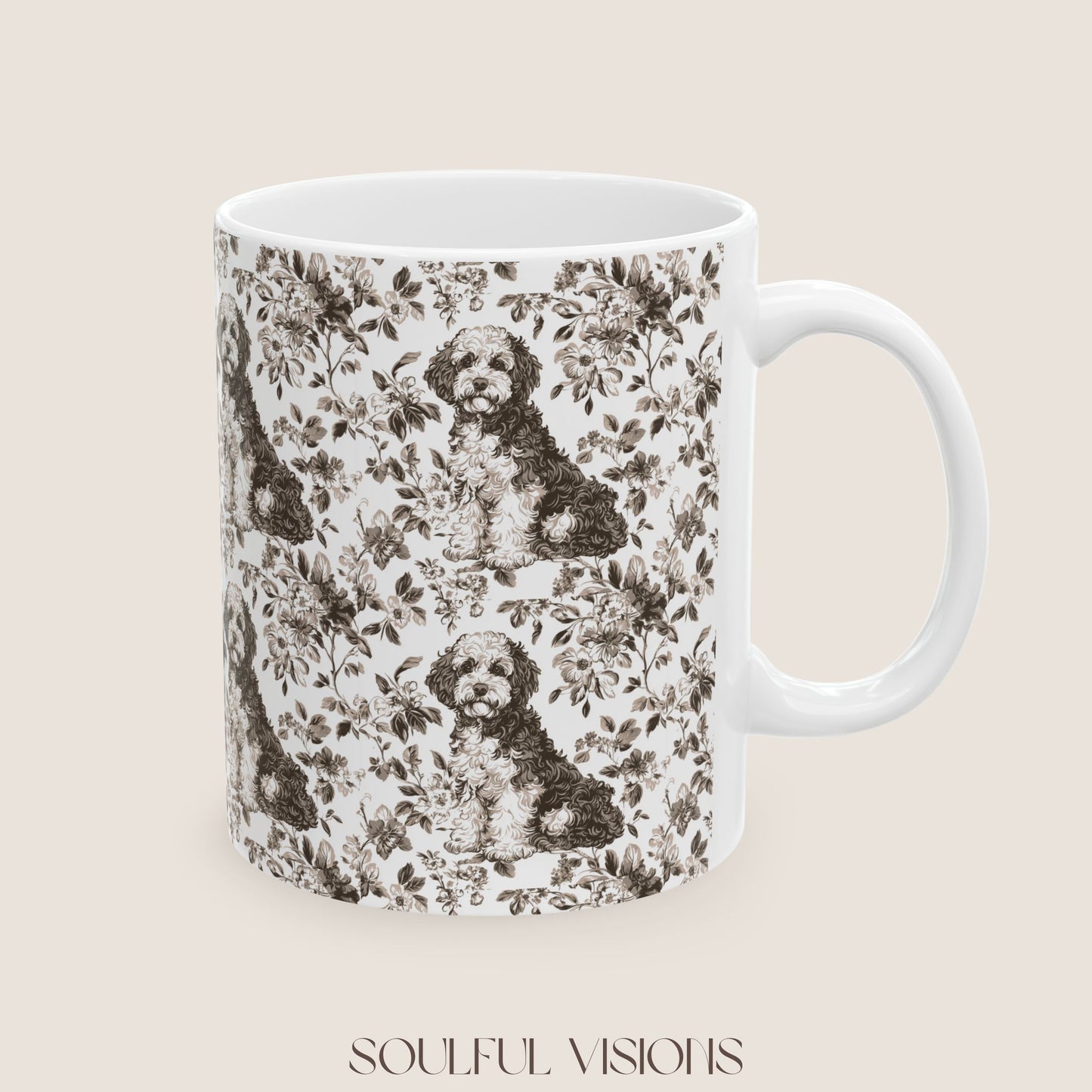 Bernedoodle Toile de Jouy Mug
