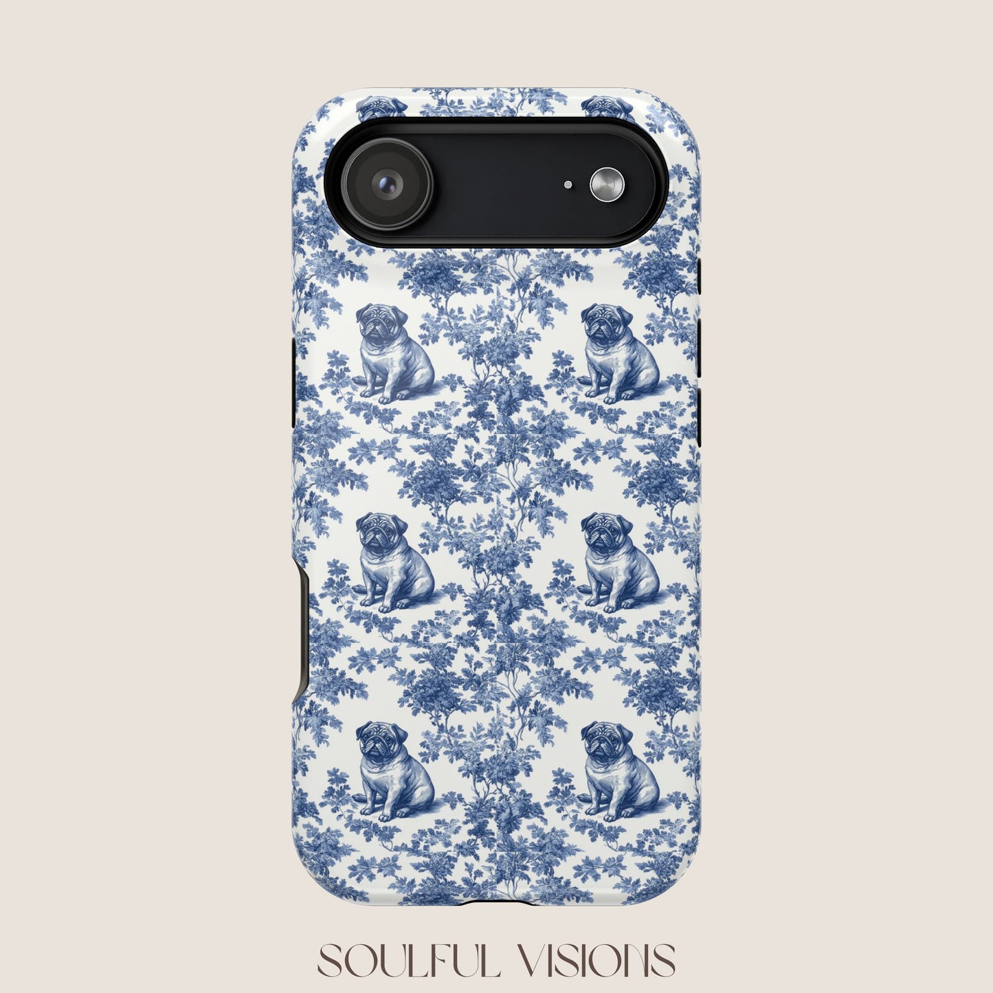 Pug Toile De Jouy Magnetic Phone Case