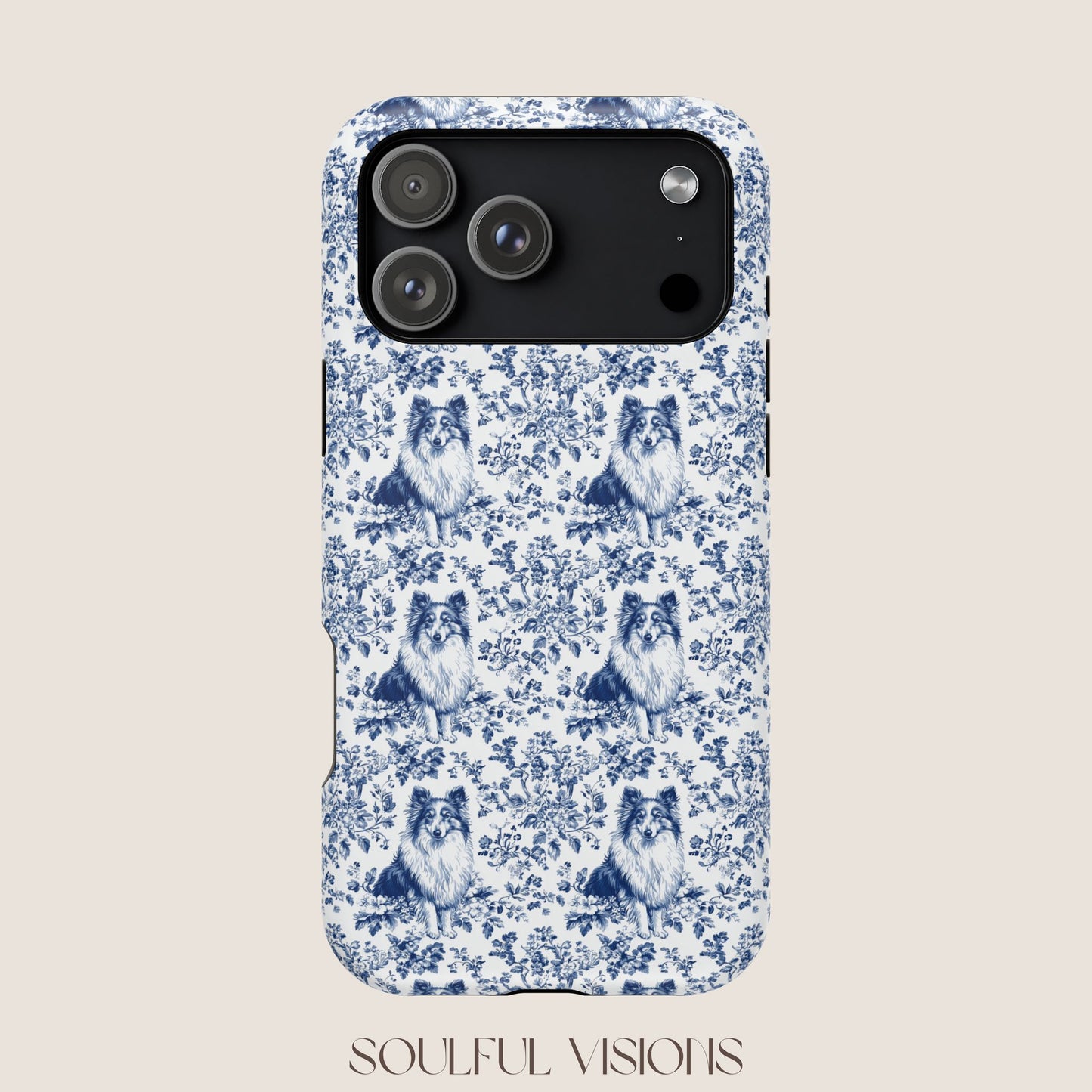Shetland Sheepdog Toile De Jouy Magnetic Phone Case