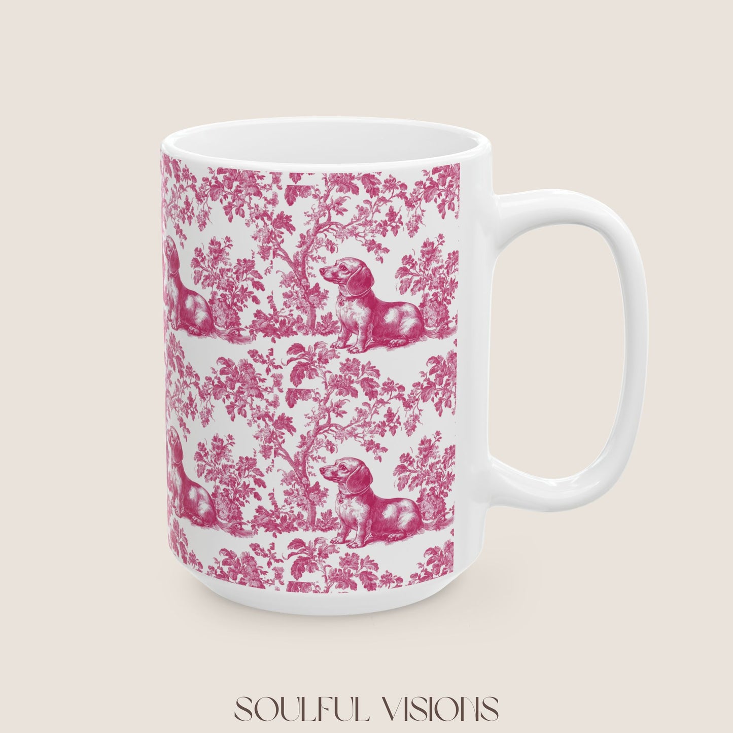 Dachshund French Pink Toile de Jouy Mug