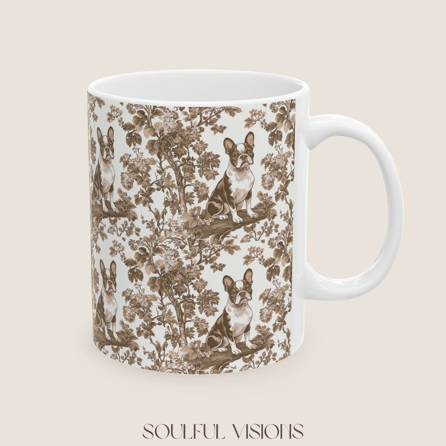 Boston Terrier Toile de Jouy Mug