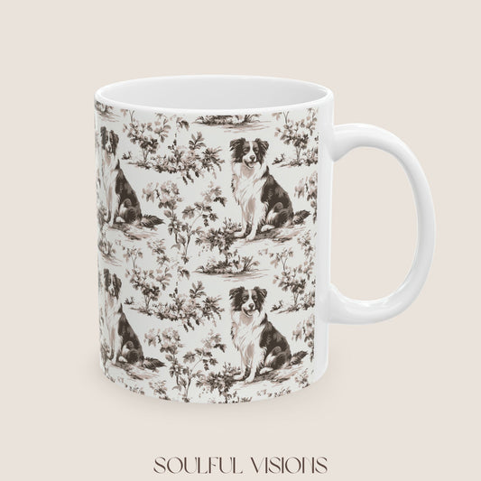 Border Collie Toile de Jouy Mug