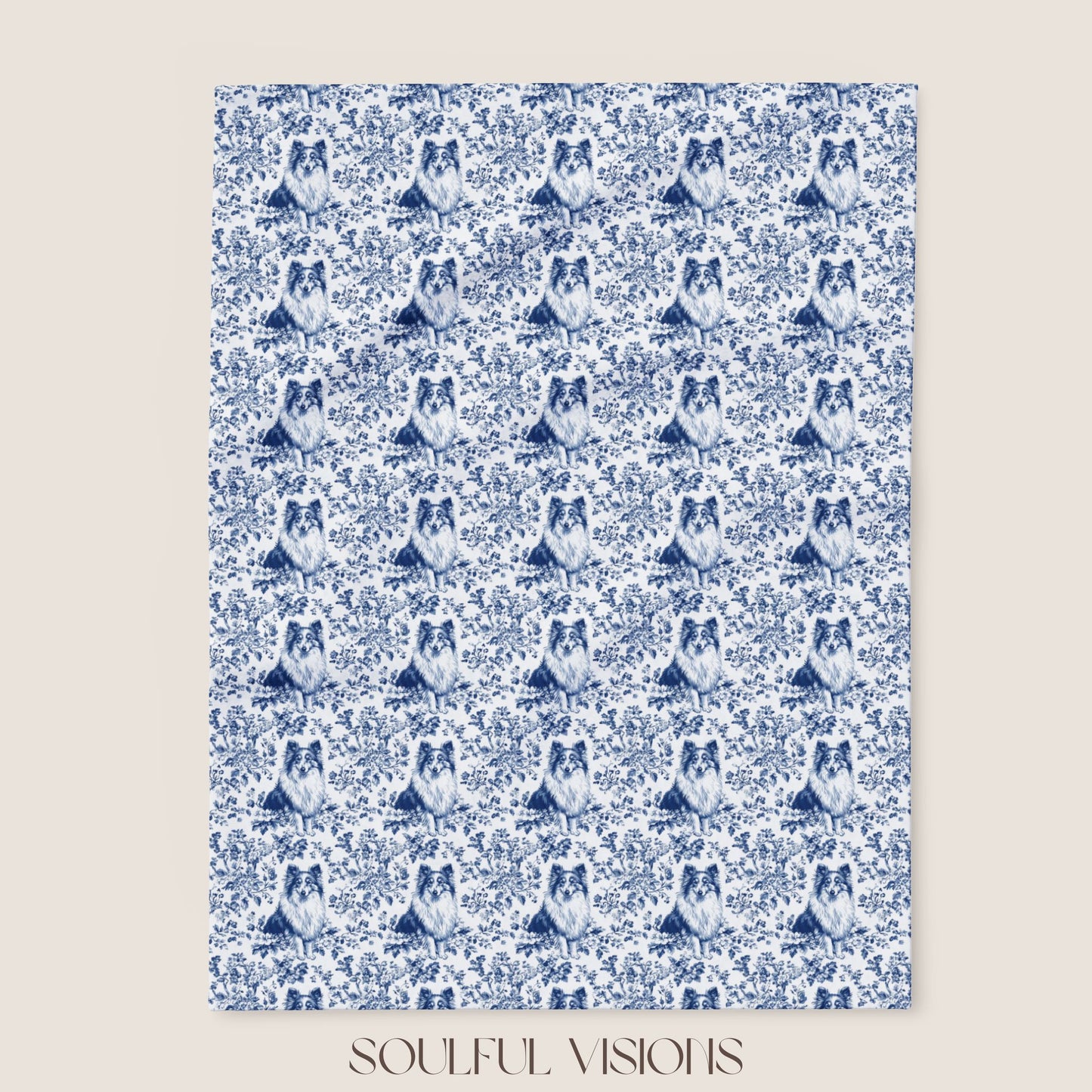 Shetland Sheepdog Toile French Toile De Jouy Blanket