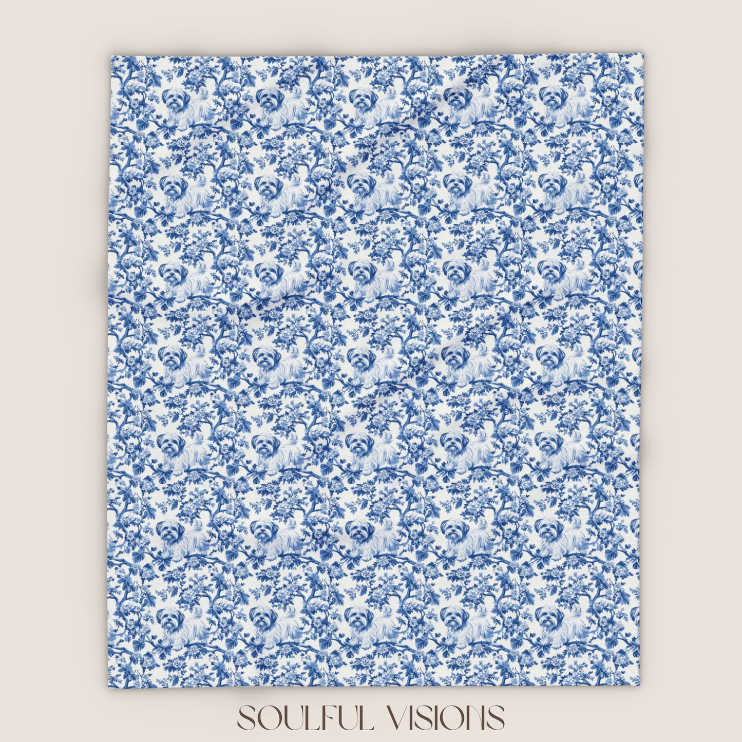 Maltese French Toile De Jouy Blanket