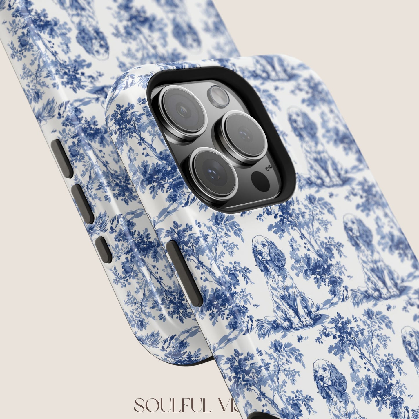 Cocker Spaniel Toile De Jouy Magnetic Phone Case