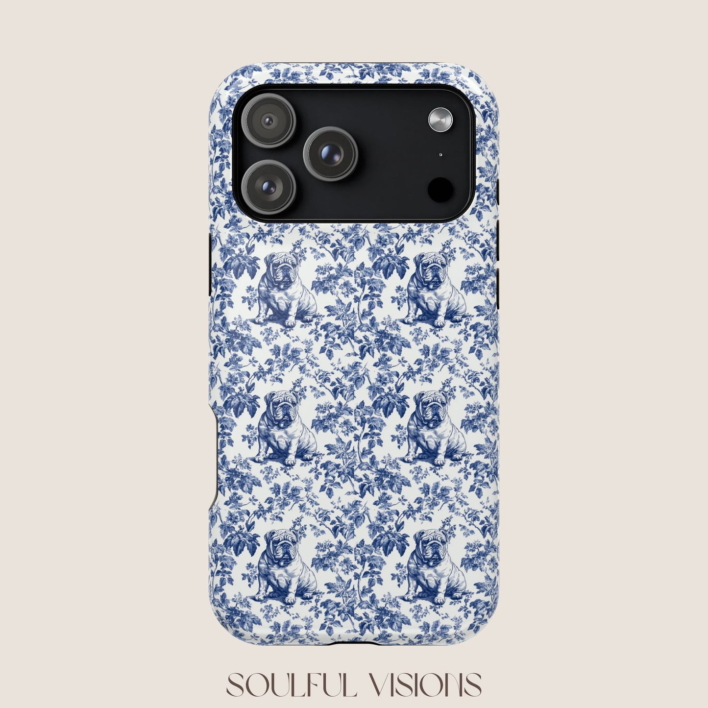 English Bulldog Toile De Jouy Magnetic Phone Case