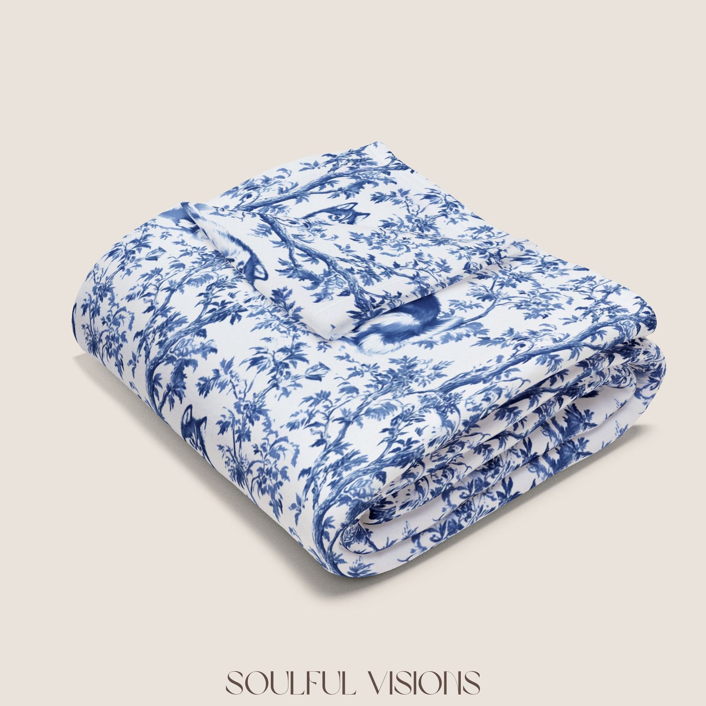 Alaskan Malamute French Toile De Jouy Blanket