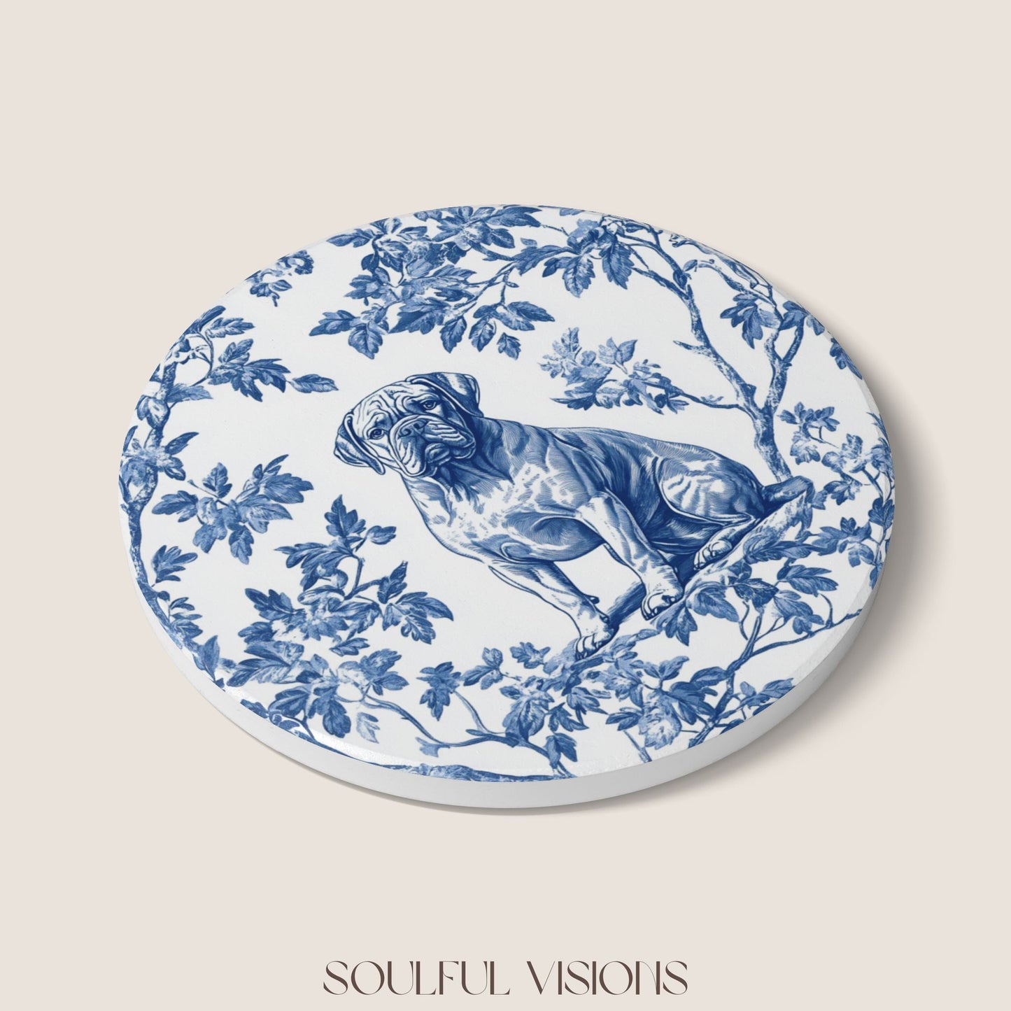 Dogue de Bordeaux Ceramic Coaster French Toile