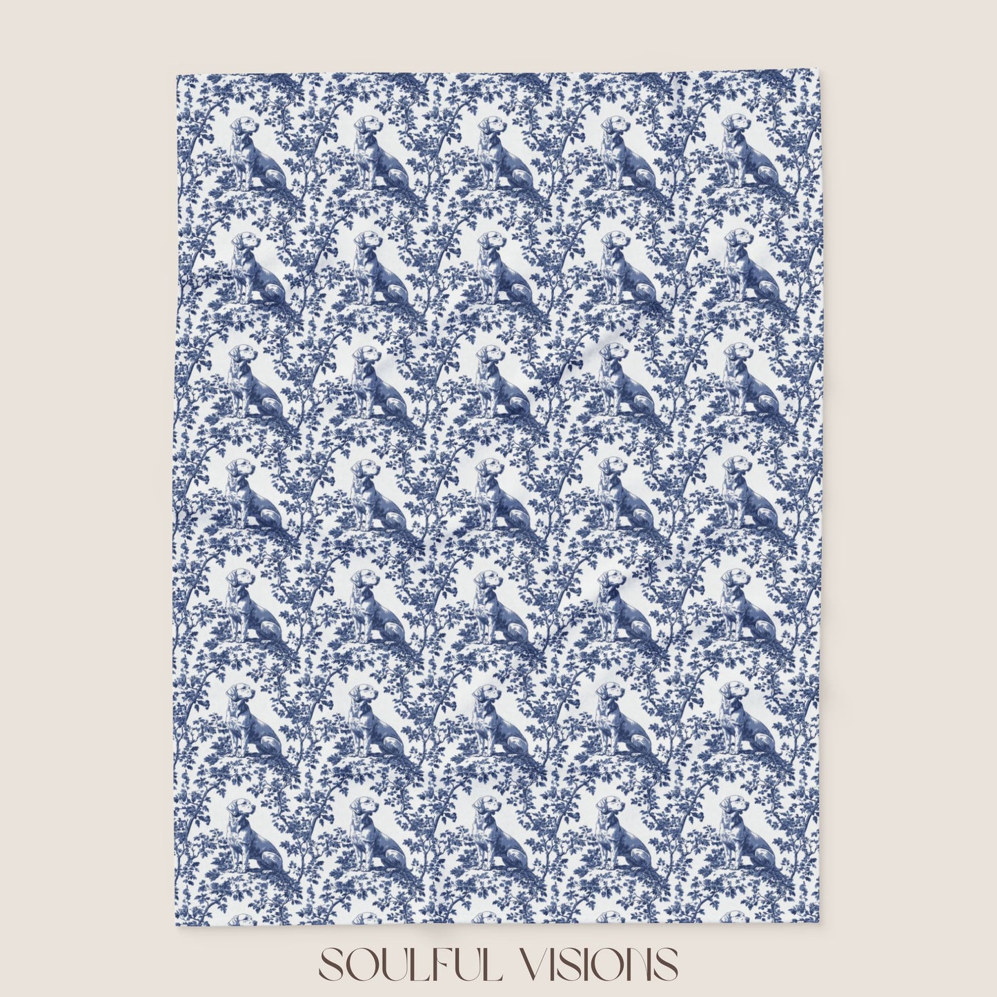 Labrador French Toile De Jouy Blanket