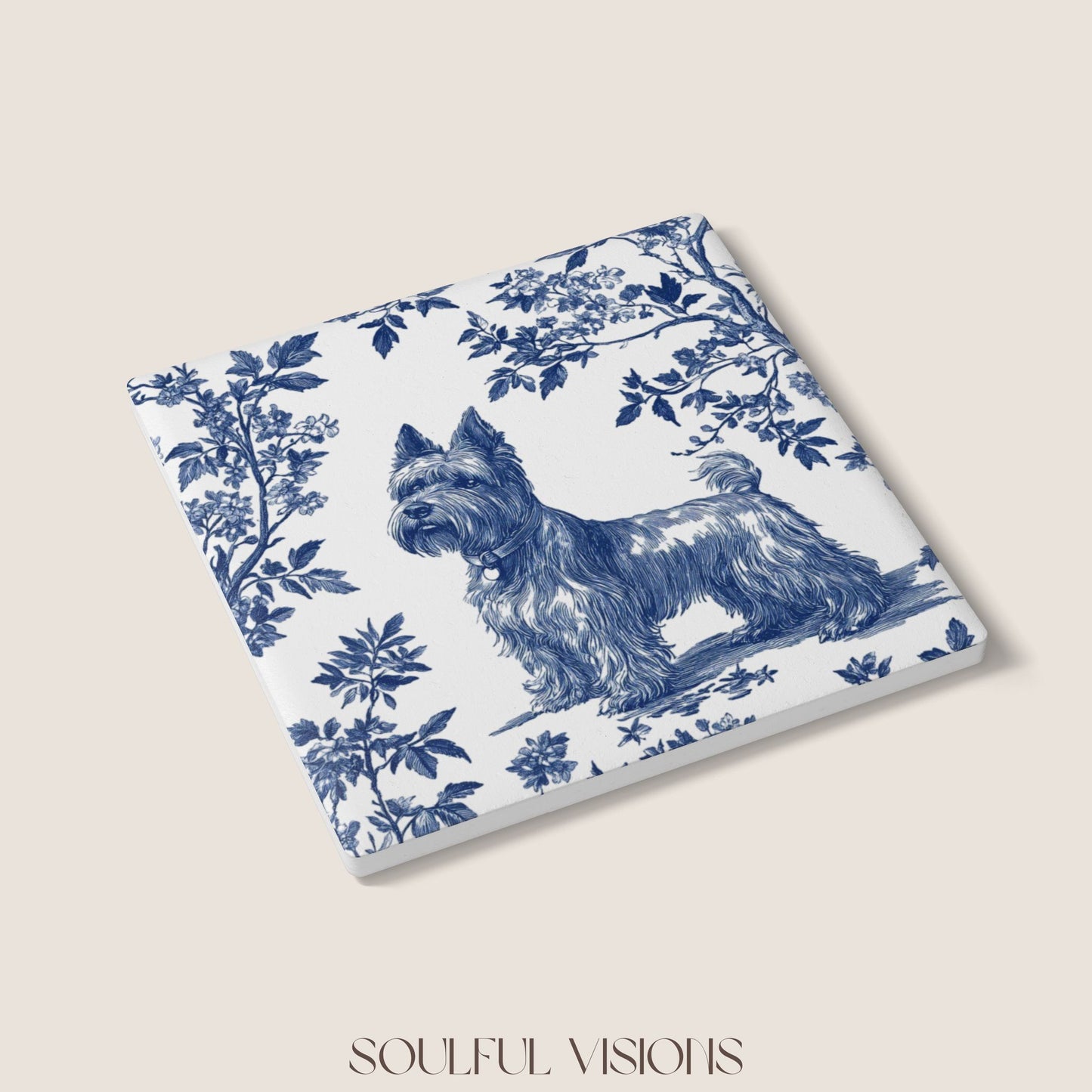 Scottish Terrier Ceramic Coaster French Toile
