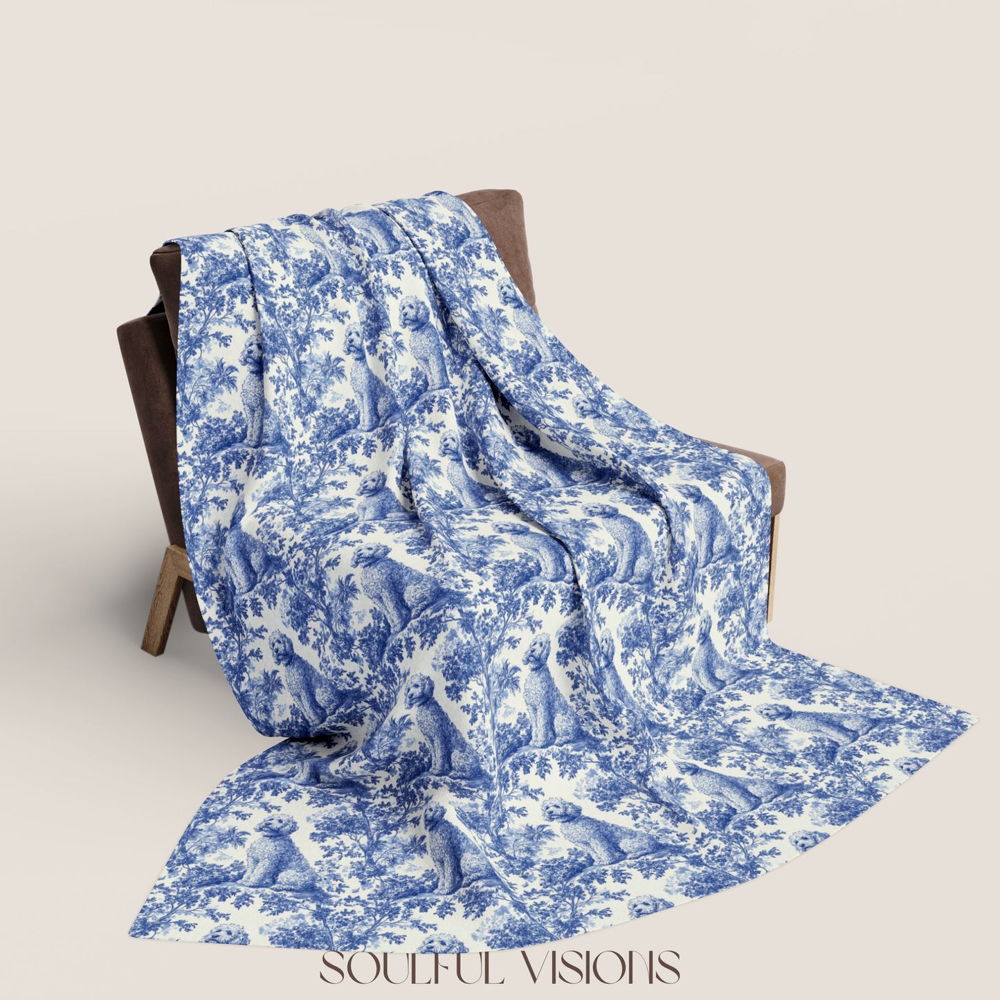 Goldendoodle 2 French Toile De Jouy Blanket