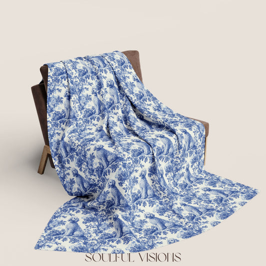 Goldendoodle 2 French Toile De Jouy Blanket