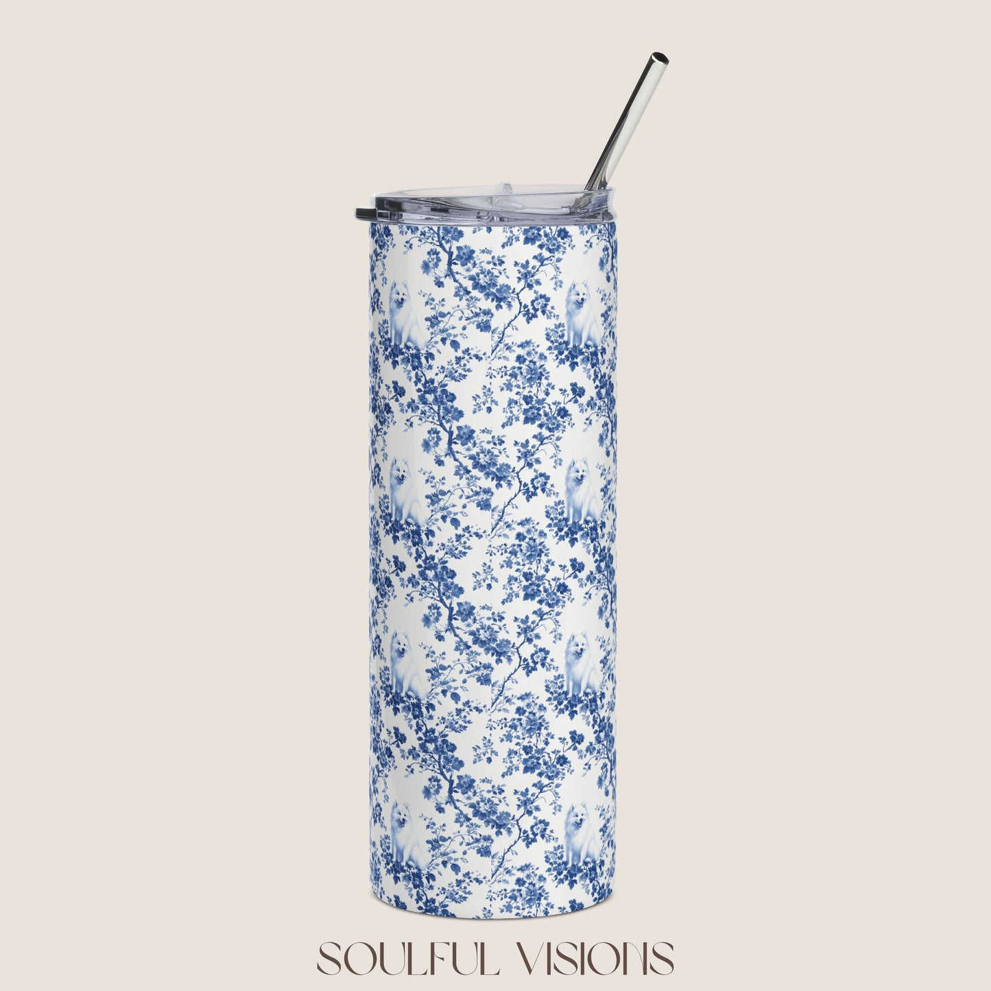 Samoyed Stainless Steel Tumbler With Straw, 20oz