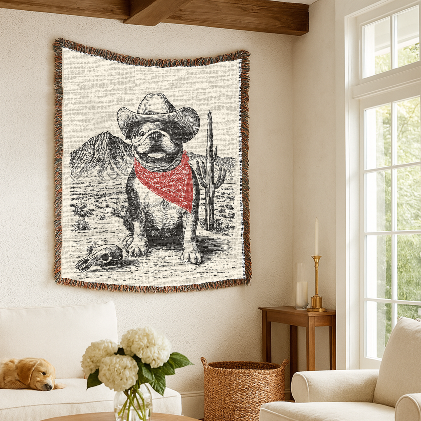 Bulldog Western Woven Blanket