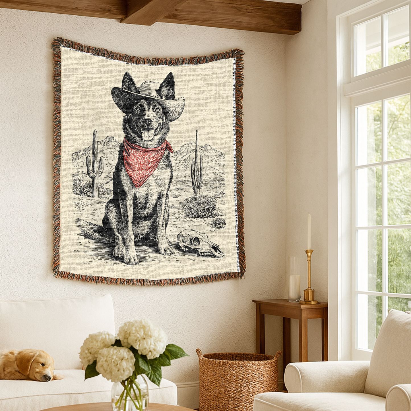 Belgian Malinois Western Woven Blanket