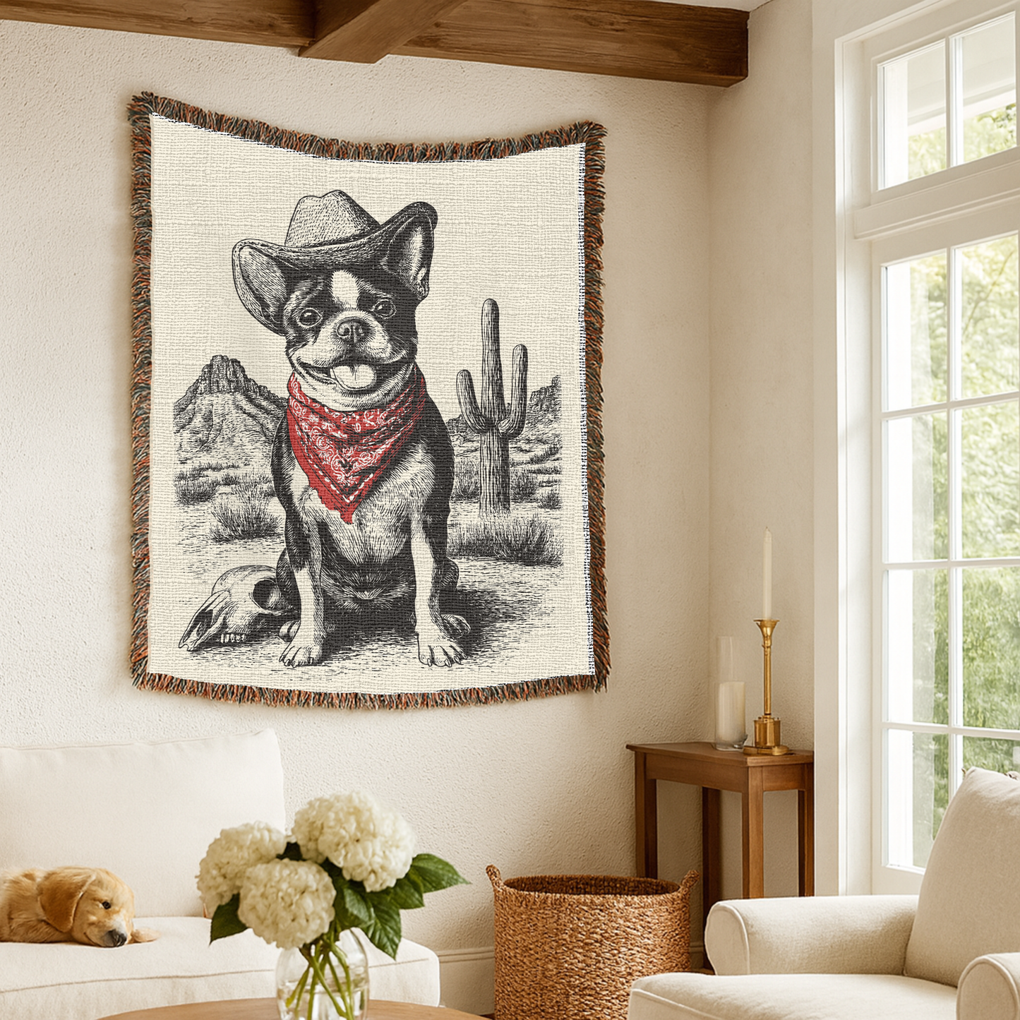 Boston Terrier Woven Blanket