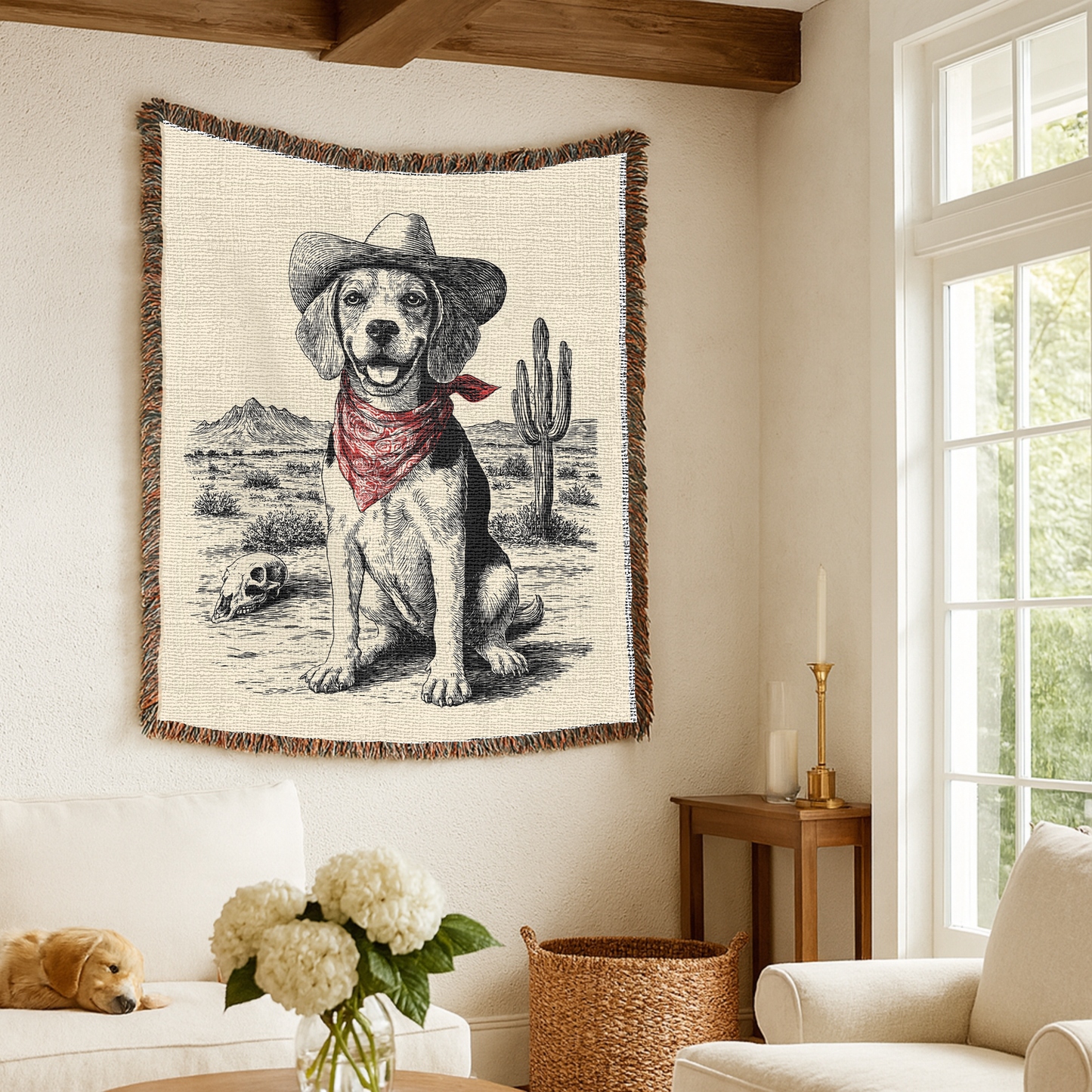 Beagle Western Woven Blanket