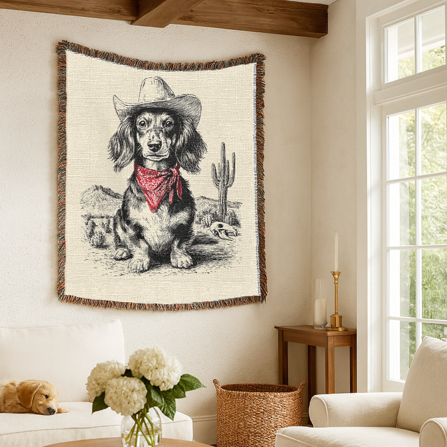 Dachshund Longhaired Woven Blanket