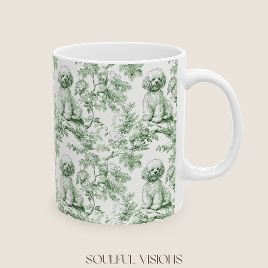 Mini Poodle French Pastel Toile De Jouy Mug