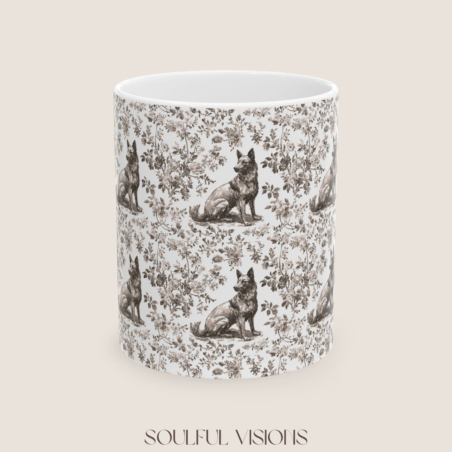 Belgian Malinois Toile de Jouy Mug