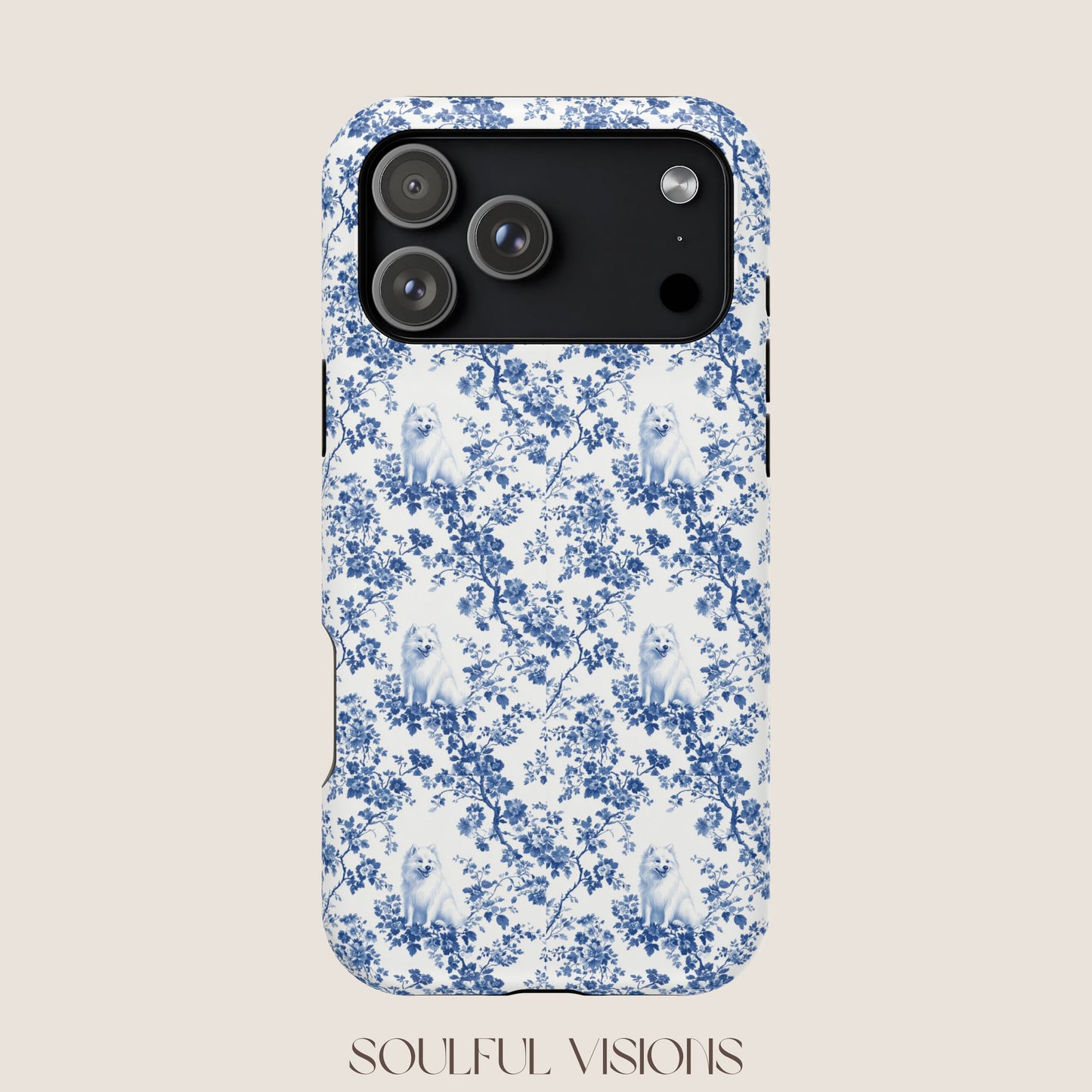 Samoyed Toile De Jouy Magnetic Phone Case