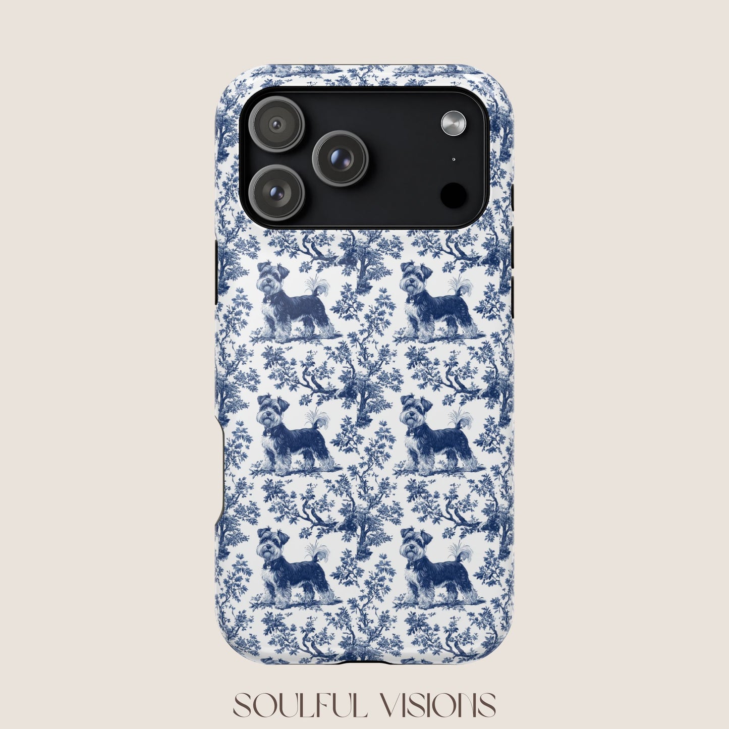Miniature Schnauzer Toile De Jouy Magnetic Phone Case