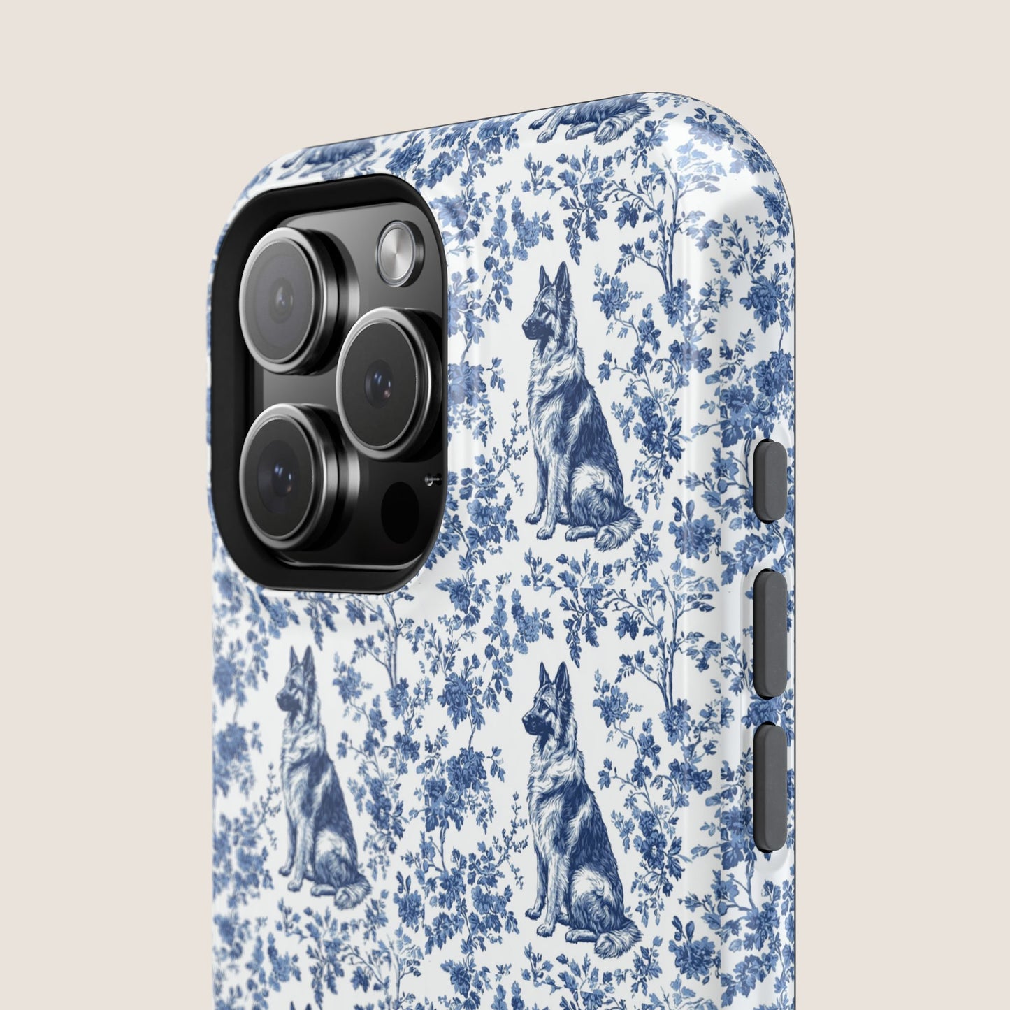 German Shepherd Toile De Jouy Magnetic Phone Case