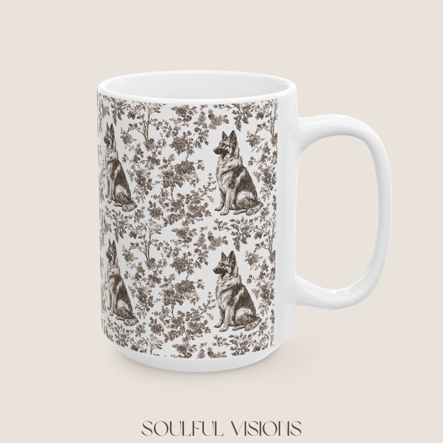German Shepherd Toile De Jouy Mug