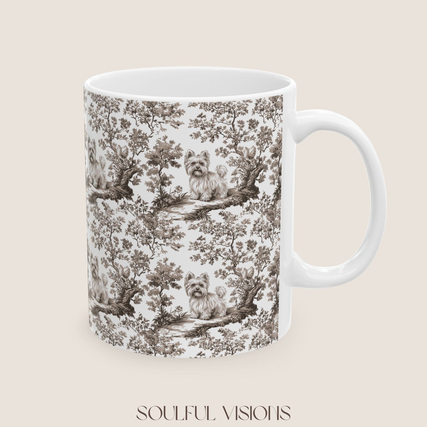 Yorkshiere Terrier Toile De Jouy Mug