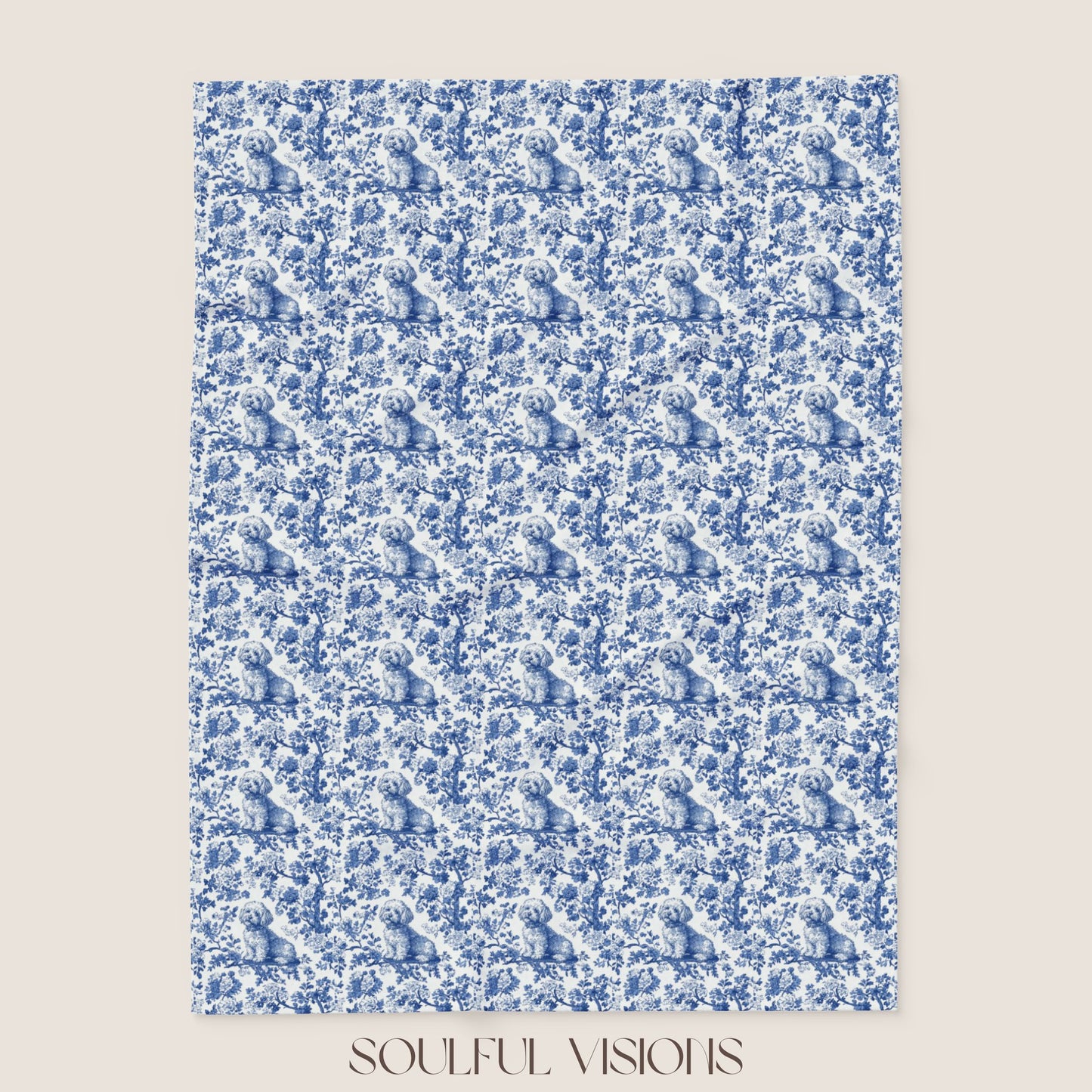 Bichon Fries French Toile De Jouy Blanket